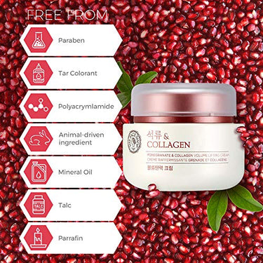 The Face Shop Pomegranate & Collagen Face Cream With 10% Marine Collagen & Pomegranate Extracts | Day & Night Cream to smooth wrinkles & give intense moisturization | Suitable For All Skin Types, 100Ml